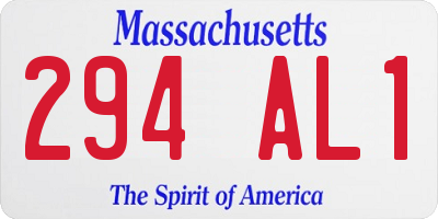 MA license plate 294AL1