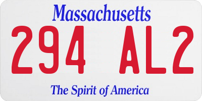 MA license plate 294AL2