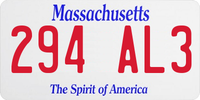 MA license plate 294AL3