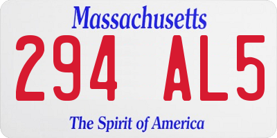 MA license plate 294AL5