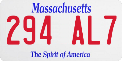 MA license plate 294AL7