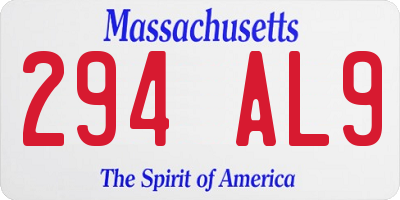 MA license plate 294AL9