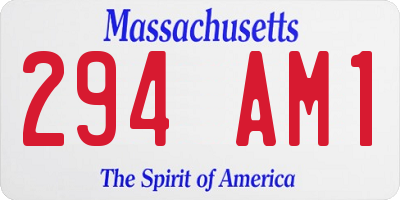 MA license plate 294AM1