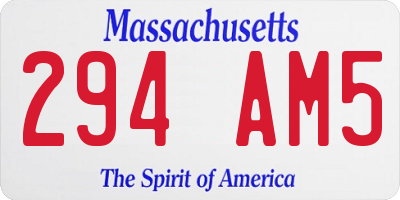 MA license plate 294AM5