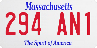 MA license plate 294AN1
