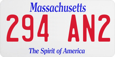MA license plate 294AN2