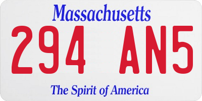 MA license plate 294AN5
