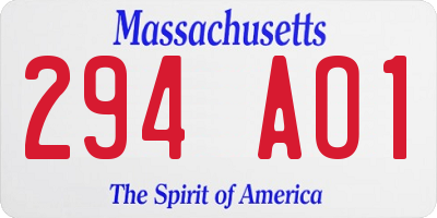 MA license plate 294AO1