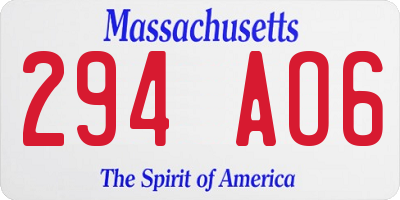 MA license plate 294AO6
