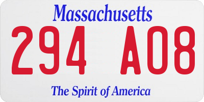 MA license plate 294AO8