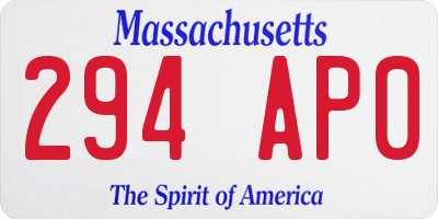 MA license plate 294AP0