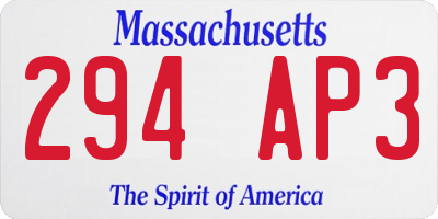 MA license plate 294AP3