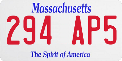 MA license plate 294AP5