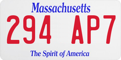 MA license plate 294AP7