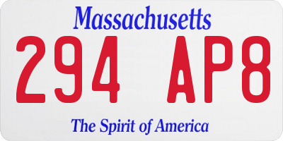MA license plate 294AP8