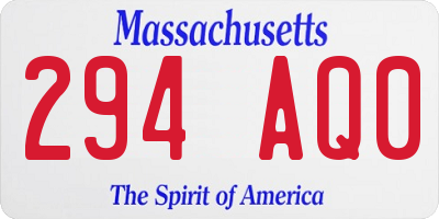 MA license plate 294AQ0