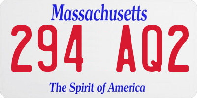 MA license plate 294AQ2