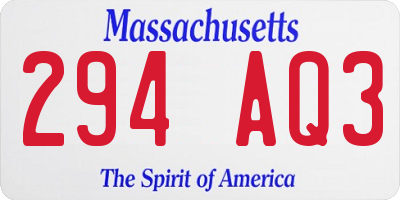 MA license plate 294AQ3