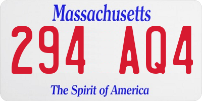 MA license plate 294AQ4