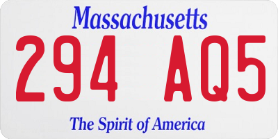 MA license plate 294AQ5