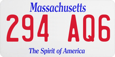 MA license plate 294AQ6
