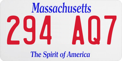 MA license plate 294AQ7
