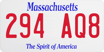 MA license plate 294AQ8