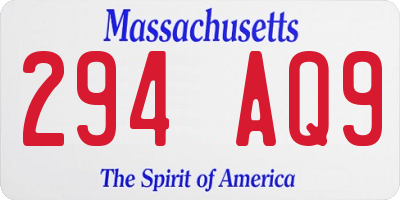 MA license plate 294AQ9