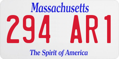 MA license plate 294AR1