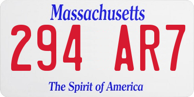 MA license plate 294AR7