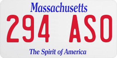 MA license plate 294AS0