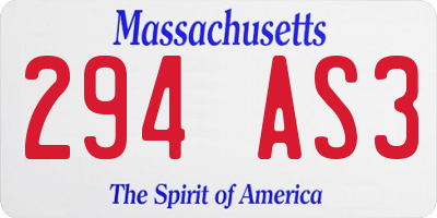MA license plate 294AS3