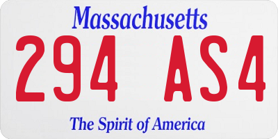 MA license plate 294AS4