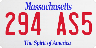 MA license plate 294AS5
