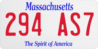 MA license plate 294AS7