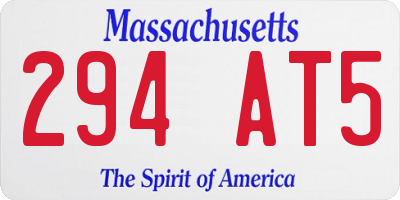 MA license plate 294AT5