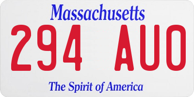 MA license plate 294AU0