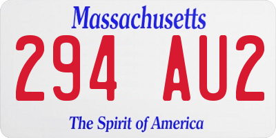 MA license plate 294AU2