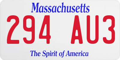 MA license plate 294AU3