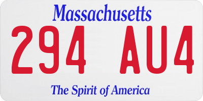 MA license plate 294AU4