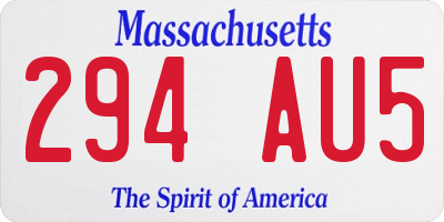 MA license plate 294AU5