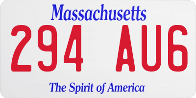 MA license plate 294AU6