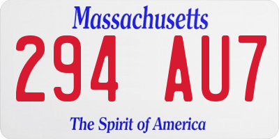 MA license plate 294AU7