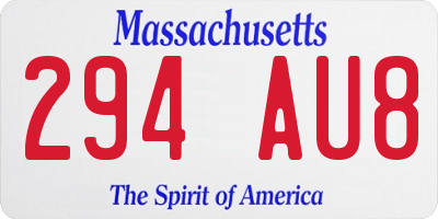 MA license plate 294AU8