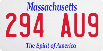 MA license plate 294AU9