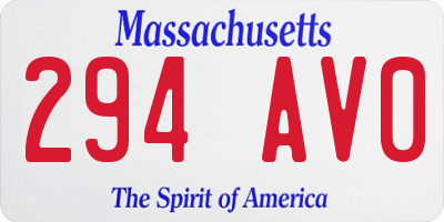 MA license plate 294AV0
