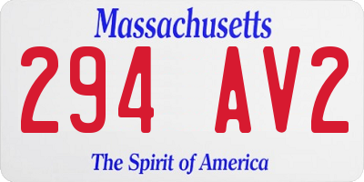 MA license plate 294AV2