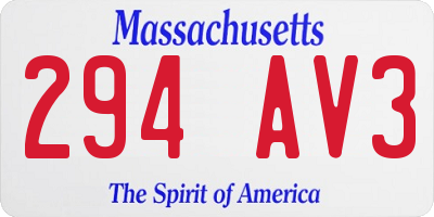 MA license plate 294AV3