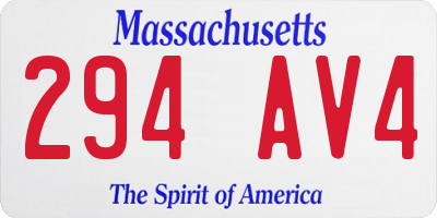 MA license plate 294AV4