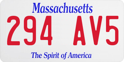 MA license plate 294AV5